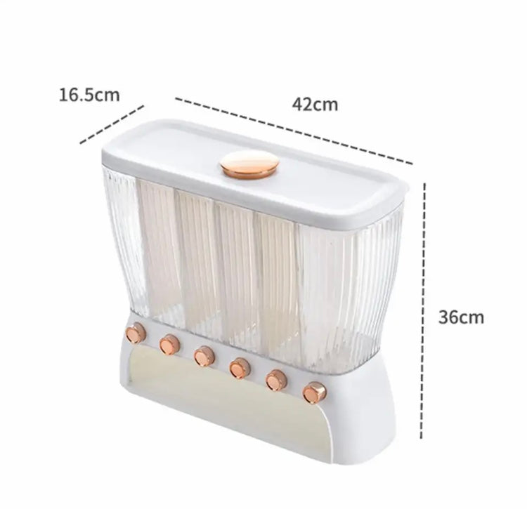 6 Compartment Cereal Dispenser Storage Organizer, Large Food Storage Container For Grains, Household Barley Nuts Corn Storage Box 6 Compartment Cereal Dispenser Storage Organizer, Large Food Storage Container For Grains, Household Barley Nuts Corn Storage Box